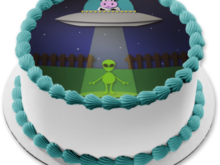 Alien and Cow Ufo Edible Cake Topper Image ABPID51756 Fashion